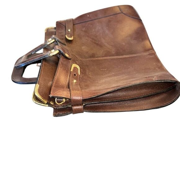 NWT Vintage HIT Briefcase Zip 3 pockets genuine leather brown - Picture 9 of 11